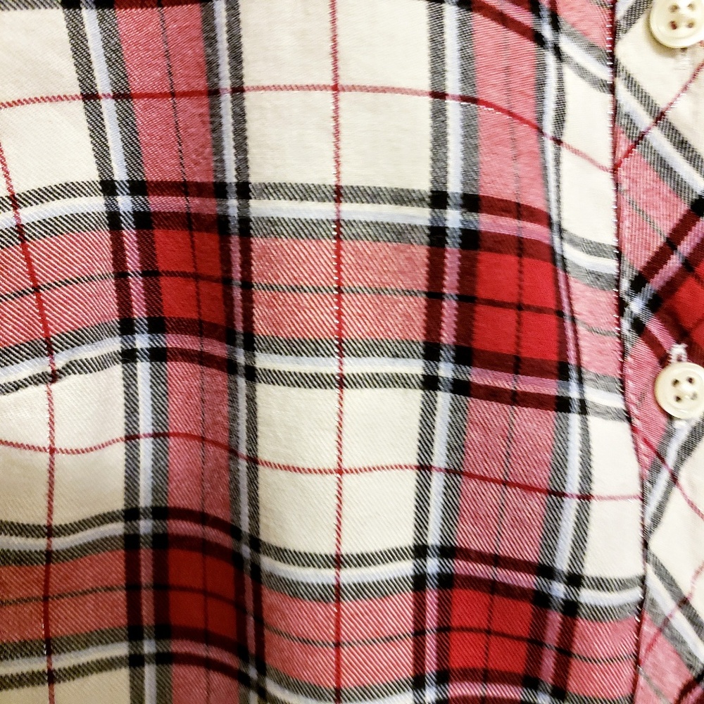 Talbots Ruffle Holiday Metallic Flannel Top - Picture 3 of 4